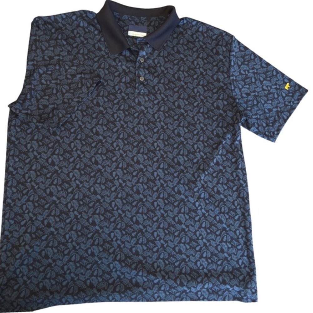 Jack Nicklaus StayDri Blue Fern Print Performance‎ Polo Shirt Mens XL